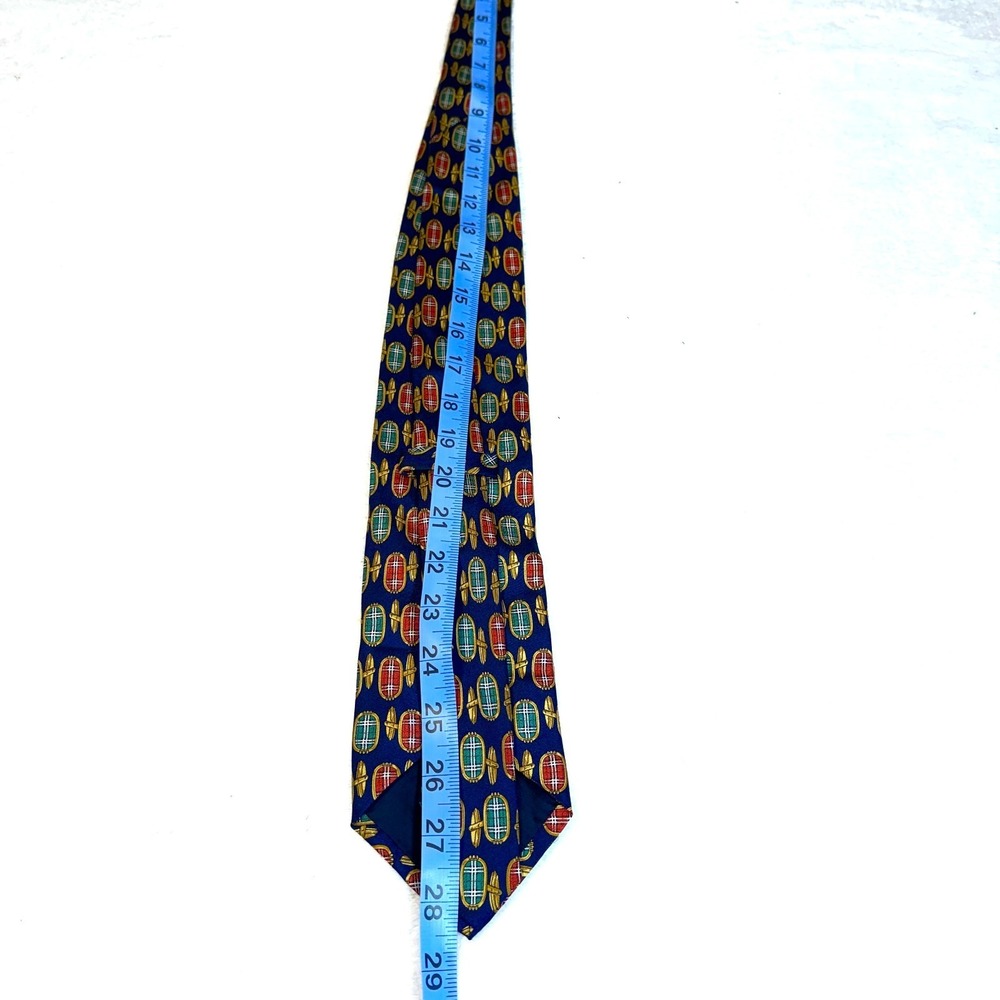 vintage Burberrys 100% Silk Neck Tie Navy All Over Print Formal Made In Italy - Picture 6 of 6